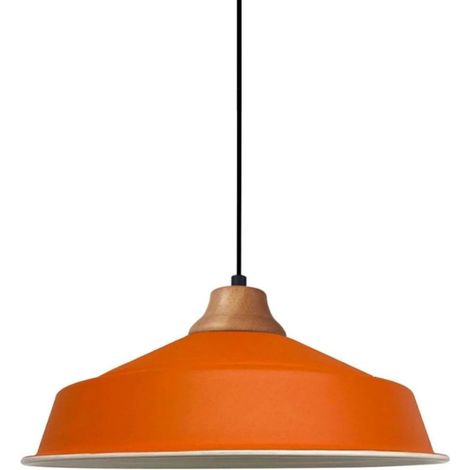 Suspension Luminaire Asletl Industrielle en Métal Orange Peint à la Main – Lustre Vintage E27 Ø40 cm pour Salon, Chambre ou Salle à Manger