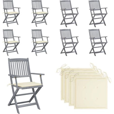 Chaises pliables d'extérieur lot de 4 et coussins Bois d'acacia - Chaise De Jardin - Mobilier De Jardin - Chaise Pliante - Acacia - Terrasse - Home & Living (1/5)