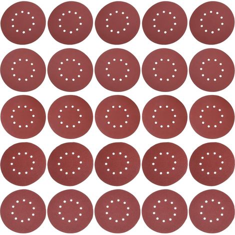 25 Pièces 215mm 10 Trous Ponceuse Mur et Plafond Disques de Ponçage Crochet et Boucle Disques de Ponçage Grain 60/80/120/150/240 avec 5 de Chacun pour Ponceuse à Cloisons Sèches (1/5)