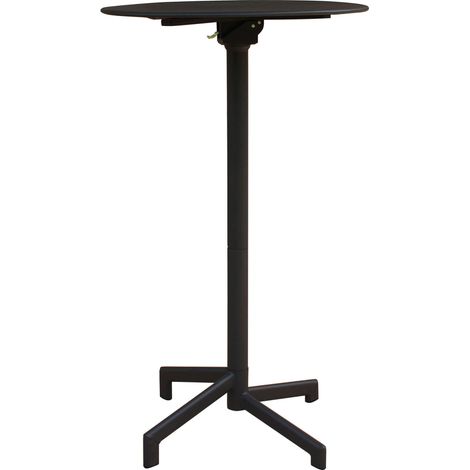 Hocher runder Tisch Ø60 cm von Außenstangen und Pubs mit Struktur und Top in Stahlvegas - Grey