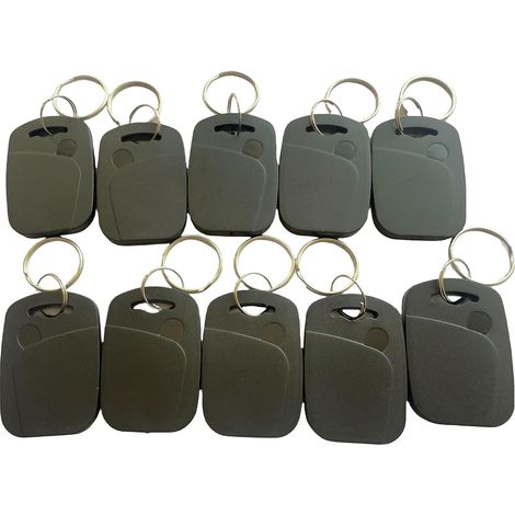 Lot de 10 porte-clés RFID double fréquence 125 kHz et 13,56 MHz tout-en-un UID Rewrita utilisés pour copier/cloner des clés/cartes (noir) (1/5)