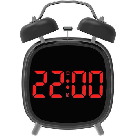Reloj LED multifuncional con alarma sonora, reloj despertador digital para el hogar con volumen alto - Luz verde para carcasa negra (1/5)