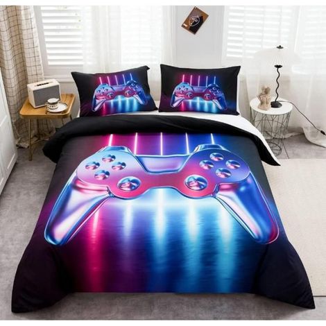 Gamepad Housse de Couette 220x240cm Garçons Adolescents Jeux Modernes Literie, Jeux vidéo Parure de Lit Enfants Filles - S79