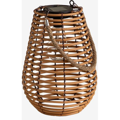 Sklum – Lampe solaire LED sans fil pour extérieur – Rotin synthétique – Autonomie 6-8h – Charge 6h – Éclairage tamisé décoratif – Poignée en corde (1/5)