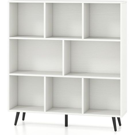 Scaffale portaoggetti a 8 cubi 100 x 24 x 107 cm con moderne funzioni di sicurezza anticaduta in legno MDF bianco 200014793