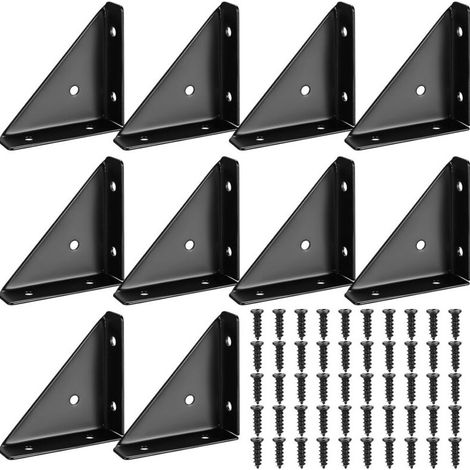 Lot de 10 équerres d'angle - Support d'angle de lit - Pince triangulaire - Connecteur de fixation - Support pour bureau et lit - Noir (1/5)