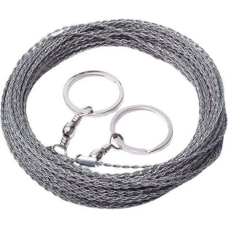 Scie à fil extérieure de 10 mètres de long, câble de survie pour scie à fil, corde de coupe de fil de tronçonneuse en acier inoxydable épaissi (1/4)
