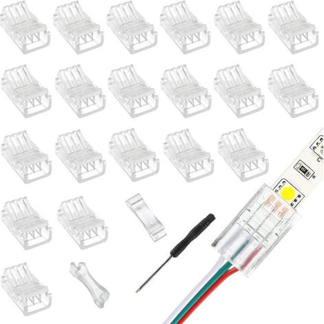 Conector de 3 pines para tiras de luz LED COB RGB de 10 mm - Adaptador rápido (1/5)