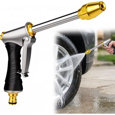 Pistolet d’arrosage haute pression en métal, 3 modes de jet réglables pour lavage voiture et arrosage du jardin (1/5)
