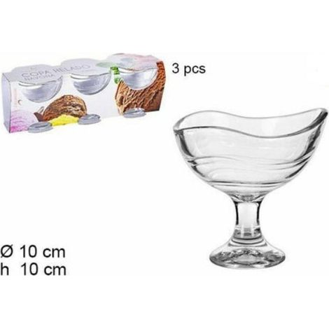 Trade Shop - SET SERVIZIO 3 PEZZI COPPE BICCHIERI IN VETRO NAVONA PER GELATO FRUTTA -