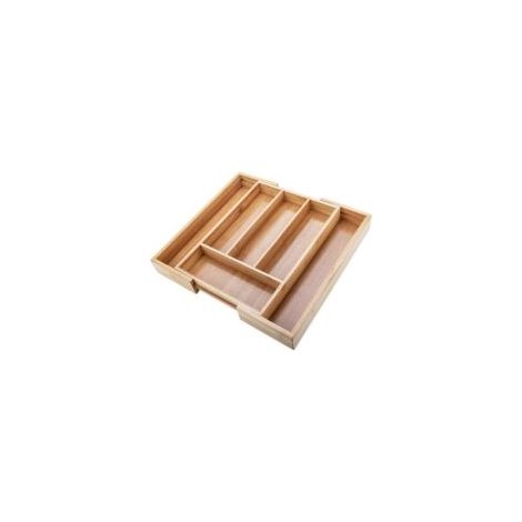 Houhence – Ausziehbarer Schubladenorganizer aus Bambusholz, 39 x 36 cm – 4 verstellbare Fächer – Aufbewahrung für Besteck und Küchenutensilien – Crezuo