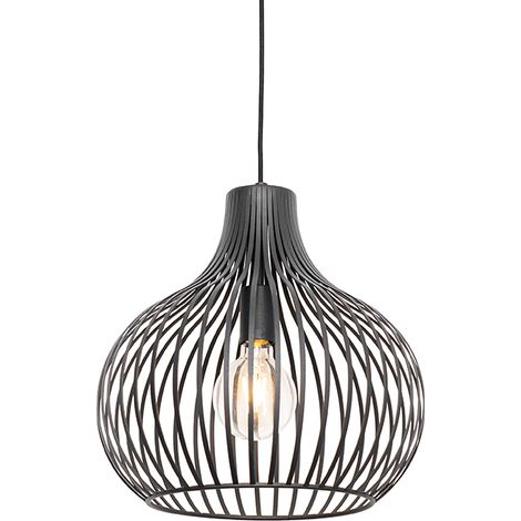 QAZQA Lampada a sospensione saffira - Moderno - Alluminio - Nero - Tondo Max. 1 x Watt (1/4)
