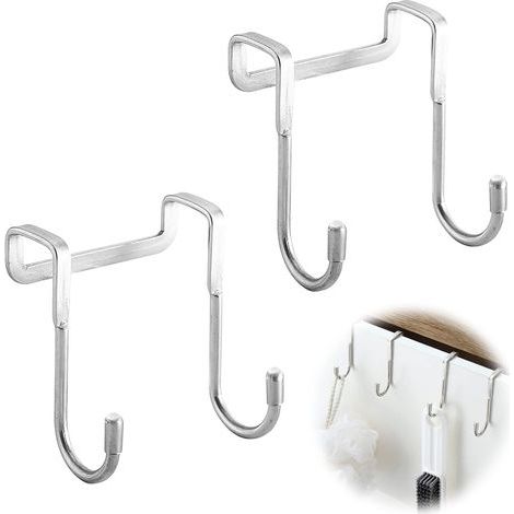 2 Pieces Shower Door Hook, Door Hooks, Dish Towel Hook, Bathroom Hook, Adhesive Wall Hook, Kitchen Dish Towel Hook, Self-Adhesive (1/5)