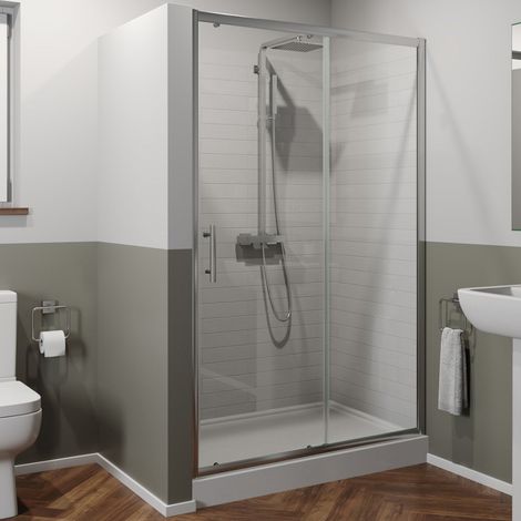 Bathroom Sliding Shower Door Enclosure 1200x900mm Framed Glass Easy Plumb Tray (1/5)
