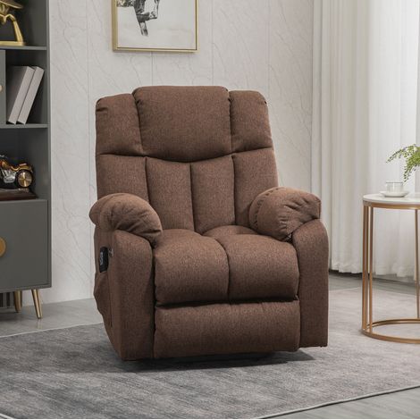 Sillón relax eléctrico con ayuda para levantarse, reclinable 145°, 2 USB, marrón OKMYHOME (1/5)