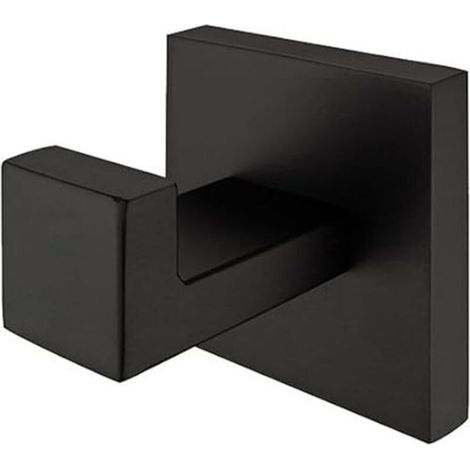 Gancho para toallas de acero inoxidable 304 negro, moderno accesorio de baño cuadrado de lujo cromado -Crezuo