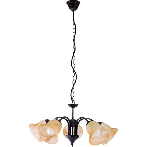 Lampe à suspension verre métallique Colette antique brun / riz brun verre en pierre Ø60cm H: 28cm (1/5)
