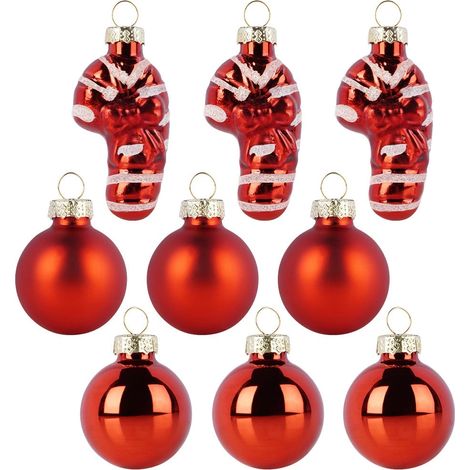 Palline di Natale in vetro rosso, 3 cm, set da 9