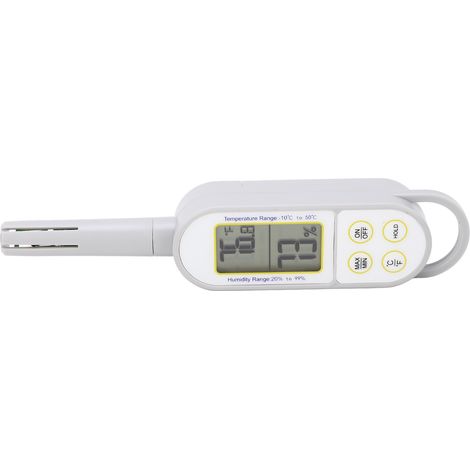 Tragbares digitales Thermometer und Hygrometer für den Innenbereich misst Luftfeuchtigkeit, Temperatur und relative Luftfeuchtigkeit (trocken/feucht) mit Batteriebetrieb. (1/5)