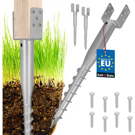 KOTARBAU® Base di ancoraggio a U in acciaio per pali di recinzione e gazebo, 91 x 710 mm, set da 2