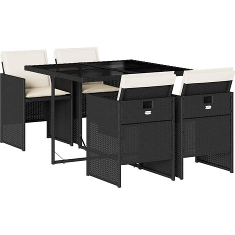 Maison Exclusive - 5-tlg. Garten-Essgruppe mit Kissen Schwarz Pol