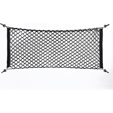 Soavoa Filet de Rangement Coffre Voiture Universel Extensible Nylon Noir 90x40cm pour Bagages et Objets (1/5)