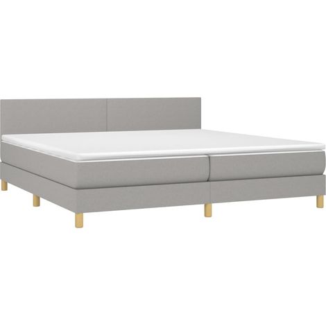 Cadre de lit LED avec sommier tête de lit matelas surmatelas 200x200 cm tissu gris clair TDL0207781