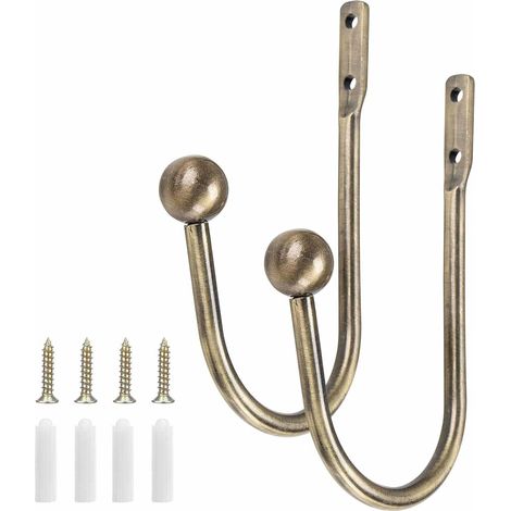 Lot de 2 embrasses de rideaux en laiton pour rideaux en forme de U - Accessoires décoratifs pour chambre à coucher (1/5)