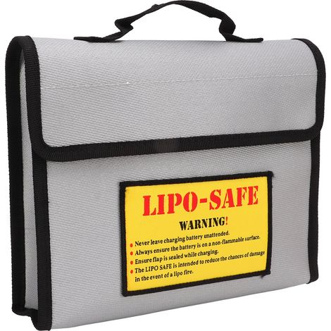 Sac antidéflagrant pour batterie, en fibre ignifugée grise, pour la protection des batteries au lithium. (1/5)