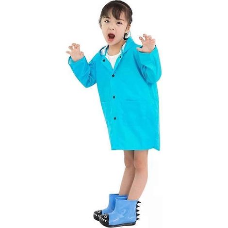 Imperméable enfant à motif dinosaure bleu, taille S, design tendance. (1/5)