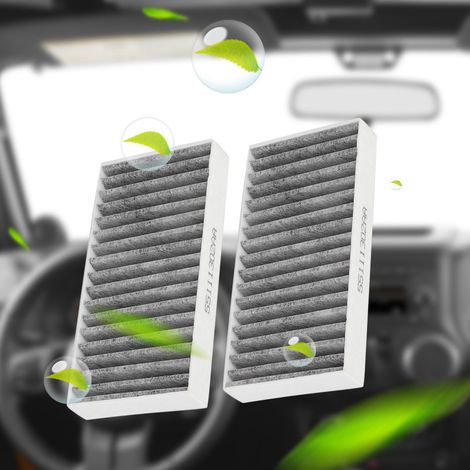 2 Innenraumfilter 55111302AA, 68233626AA für Jeep Wrangler 3.6L, 2.8, 3.8, V6 - Ersatzfilter für Klimaanlage, Innenraum, Pollen, Staub, 2 Stück (1/5)