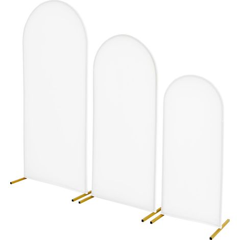Mophorn Hochzeitsbogen 3er-Set, 1,8/1,5/1,2 m, Metall-Hintergrundständer in Goldoptik mit Abdeckung, ideal für Feiern wie Hochzeiten, Geburtstage, Abschlussfeiern und andere festliche Dekorationen (1/5)