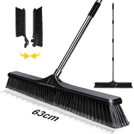 Balai Extérieur 63cm, 6 Couches Poils, Manche Inoxydable, Noir (1/5)