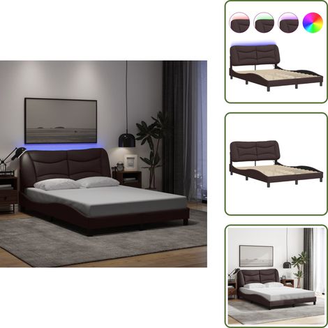 Cuscino testiera - vidaXL Giroletto con LED senza Materasso Hvar 140x200 cm Tessuto - Letto Hvar
