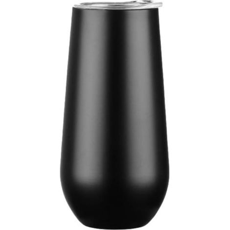 BelleRise - Verre à champagne sans pied en acier inoxydable avec couvercle et isolation à double paroi — le mug de voyage idéal. (1/5)
