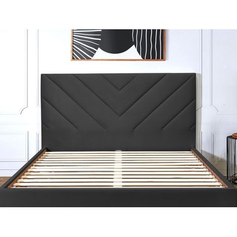 Bobochic – Tête de lit romane 150 cm – Tissu velours gris foncé – Style moderne – Hauteur 100 cm – Fabrication française – Label OEKO-TEX (1/5)