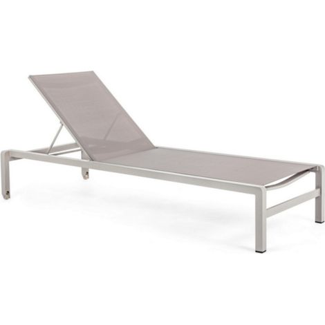 Chaise longue de jardin Bolzano Kolli beige avec assise réglable 195x78 cm (1/5)