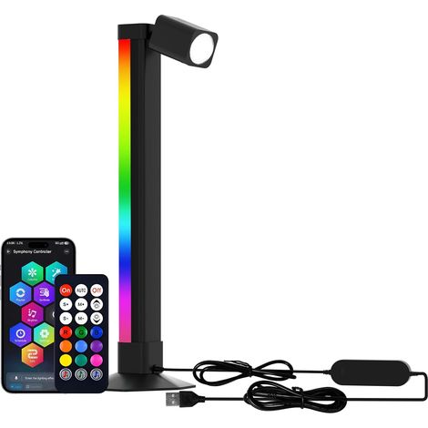 Lampe de Bureau LED Intelligente avec Liseuse, Lampe Gaming RGBIC à Couleur Changeante, Contrôle via App, Synchronisation Musique, Éclairage d'Ambiance pour Chambre, Setup Gaming, Bureau (1/5)