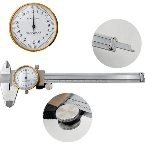 Calibro a corsoio di alta precisione in acciaio inossidabile, antiurto, da 0-150 mm, con tolleranza di 0,02 mm, strumento di misurazione metrico per l'industria. (1/5)