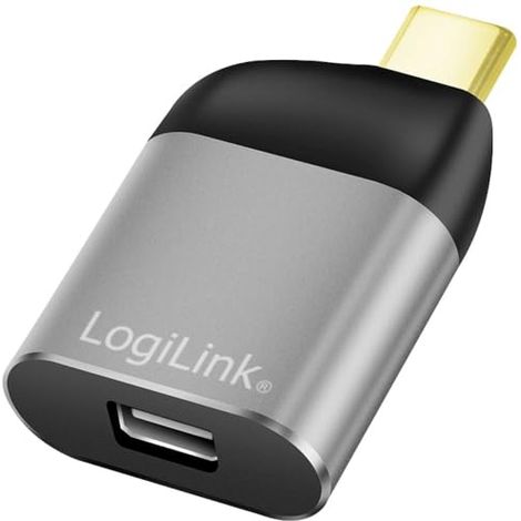 LogiLink CUA0205 cambiador de género para cable USB Type-C Mini DisplayPort Negro, Gris