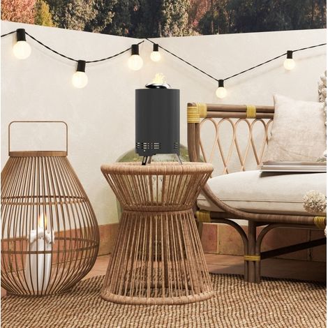 Brasero sans fumée en acier inoxydable à double combustion avec tisonnier, 16 x 16 x 25 cm, pour jardin, balcon et camping, feu de camp compact gris - CHICFURN (1/5)