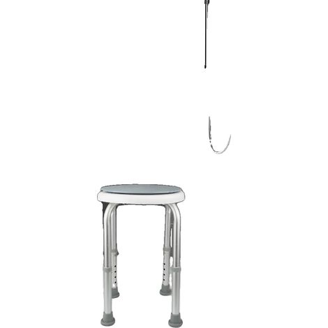 Tabouret de douche, hauteur réglable, design antidérapant, Bleu Blanc (1/2)