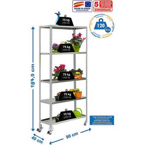 Simonrack Étagère industrielle métal galvanisé 5 plateaux (1/2)