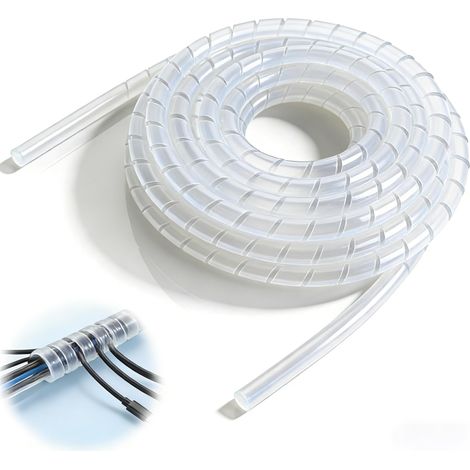 Spirale de câble - 20 mm x 3 m - Blanc - Tuyau de protection flexible pour la maison, le bureau et la voiture - Pour les faisceaux de câbles ainsi que les câbles industriels (1/5)