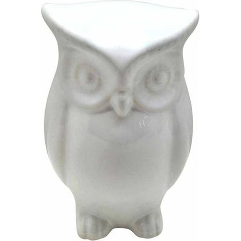 Statue Déco en Céramique "Jolie Chouette" 15cm Blanc