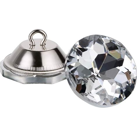 50 boutons en cristal clair taillés en diamant de 25 mm avec anneaux, adaptés aux travaux manuels et à la décoration tels que la couture, le matelassage de canapés et le rembourrage de têtes de lit.
