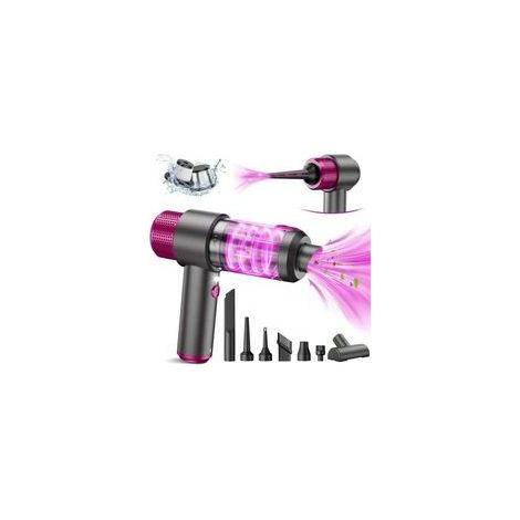 4-en-1 Aspirateur Voiture Puissant sans Fil, 15KPA Mini Aspirateur a Main sans Fil, Double Système de Filtration, Lumière LED, pour Souffleur Air Comprimé Nettoyage PC, Bureau & Voiture (1/4)