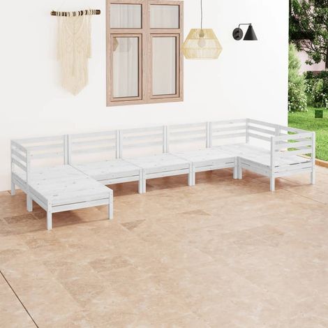 Juego de muebles de jardín 7 piezas madera maciza pino blanco vidaXL (1/5)
