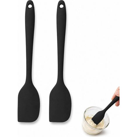 2er Set Mini Silikon Spatel 21cm Hitzebeständig bis 315°C Schwarz
