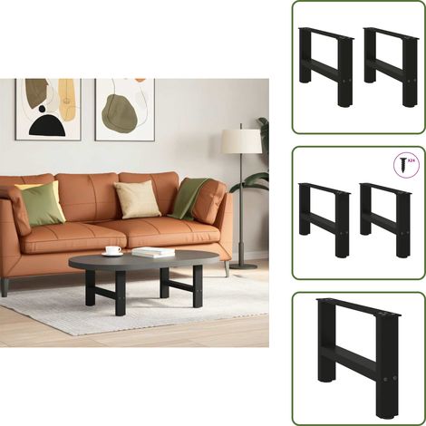 vidaXL Couchtischbeine Schwarz 2 Stk. 50x(30-31) cm Stahl